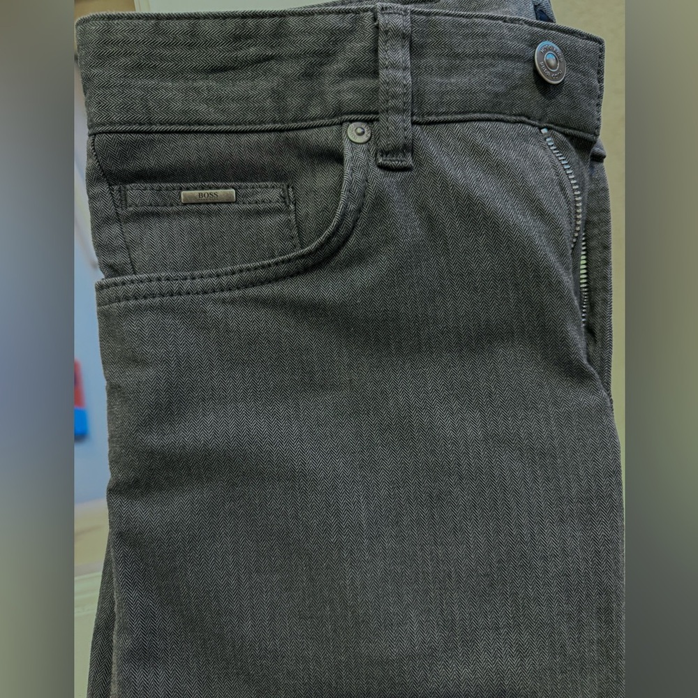 BOSS Charcoal Herringbone Pants